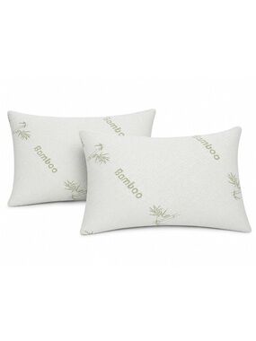 2pc set BAMBOO Pillow with Subtle Green Bamboo Print - White Queen